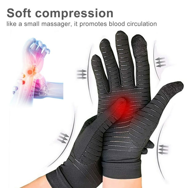 Guantes de compresión para muñeca para artritis (1 par), soporte de muñeca  de cobre sin dedos con correa ajustable. Levamdar DCF65-1