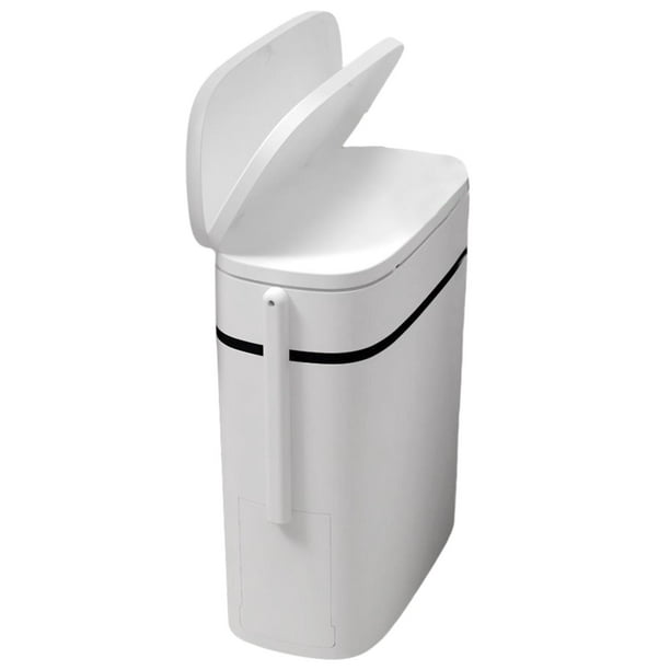 Cubo de basura de plástico para baño (delgado/blanco)