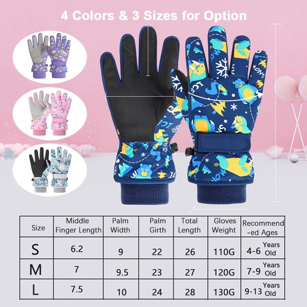 Guantes de esquí para niños Guantes de invierno impermeables Guantes de  nieve Cálido Cómodo