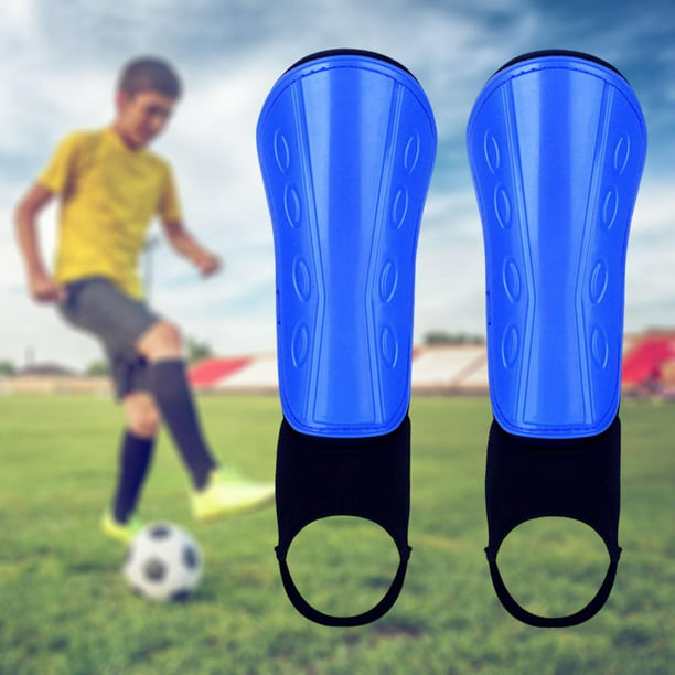 Espinilleras de fútbol, protección de tobillo, espinilleras transpirables  para adultos y adolescentes, correas ajustables antideslizantes , azul