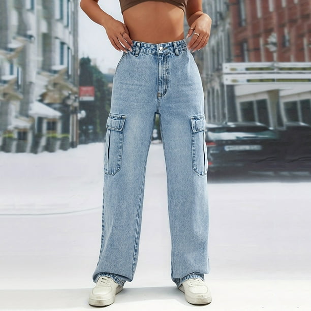 Gibobby Pantalones cargo para mujer Pantalones casuales de con múltiples  bolsillos para damas Pantalones de cuerda con corsé de cintura  elástica(Azul oscuro,M)