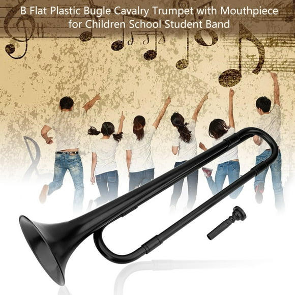 b corneta plana trompeta de caballería negra con boquilla instrumento musical ecológico ligero para niños banda de estudiantes escolares anggrek otros