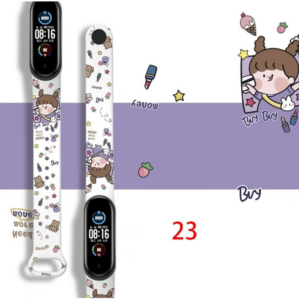 Pulsera de silicona banda de moda de dibujos animados patrón de la correa  para Xiaomi Mi Band 7 6 5 4 3 para Xiaomi Miband 5 6