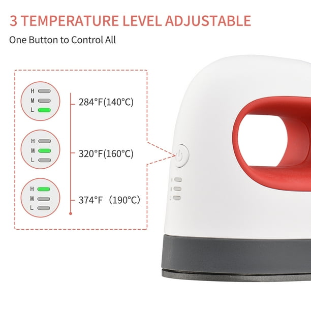 Prensa de calor pequeña de 7 x 3.8 pulgadas con pantalla (Tem: 285 ℉ a 400  ℉) Mini máquina de prensa de calor para camisetas, 4 niveles de temperatura