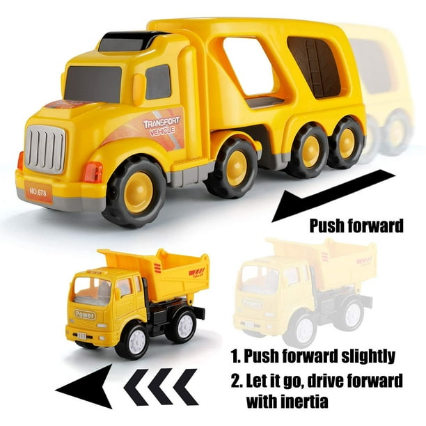 Camión de juguetes de coche para niño pequeño: Juguetes portadores para  niños de 2 3 4 años 7 en 1 Vehículo de transporte Juguetes para edades 2-3  2-4
