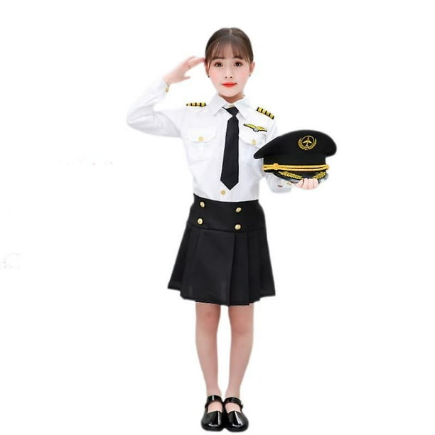 Uniformes de piloto de avión para niños, disfraces de Cosplay de Asistente  de vuelo para niños, fiesta de Halloween, actuación, ropa de clase  profesional - AliExpress