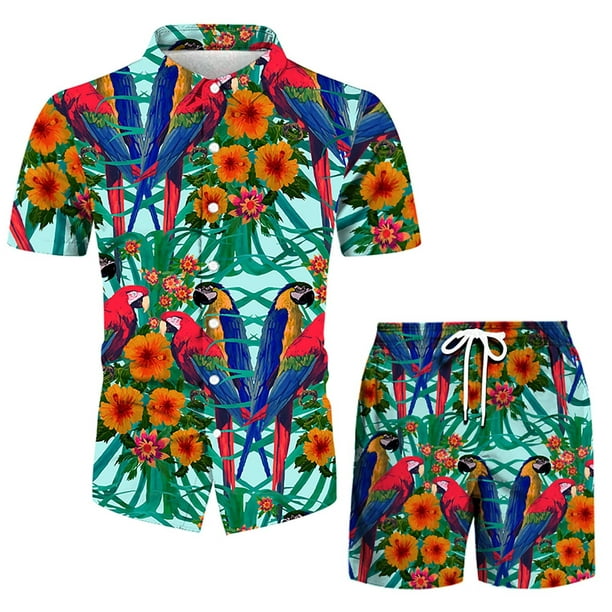 Ropa de pato de dibujos animados para hombre, chándal de 2 piezas, camisa  hawaiana + Pantalones, ropa deportiva, trajes de vacaciones, ropa de playa  - AliExpress