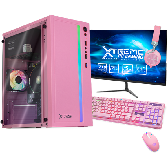 xtreme pc gamer amd radeon vega renoir ryzen 5 5600g 8gb ssd 250gb monitor 238 wifi pink xtreme pc gaming xtpcr58gbrenoirmp