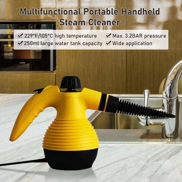 Limpiador de vapor portátil de 2500 W de mano a presión de alta temperatura  con cabezales de cepillo para muebles de cocina, baño, coche