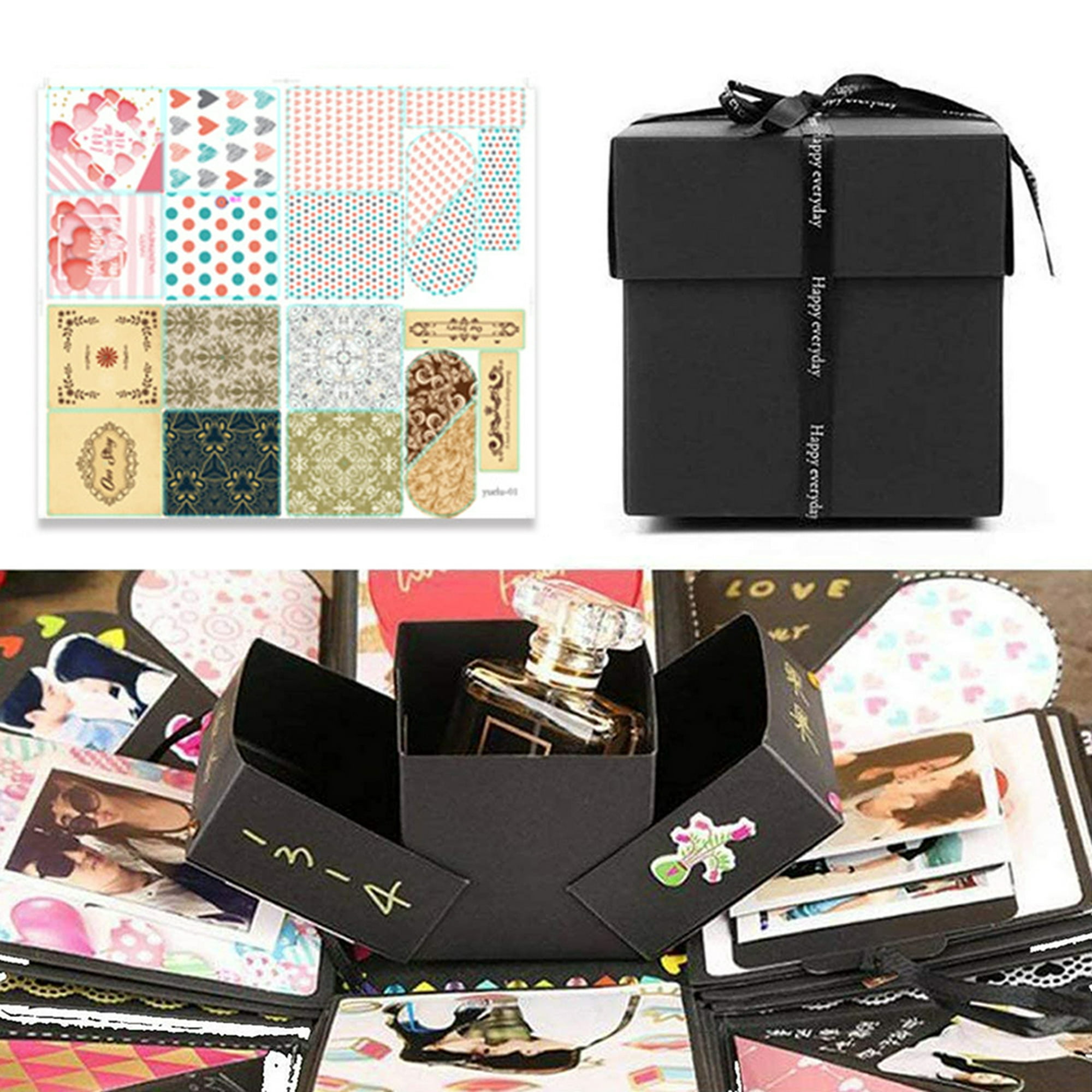 Caja de explosión negra creativa, caja sorpresa para álbum de fotos de  bricolaje, caja de regalo para álbumes de recortes con memoria de amor para  cumpleaños, Navidad, aniversario, boda, regalos de San
