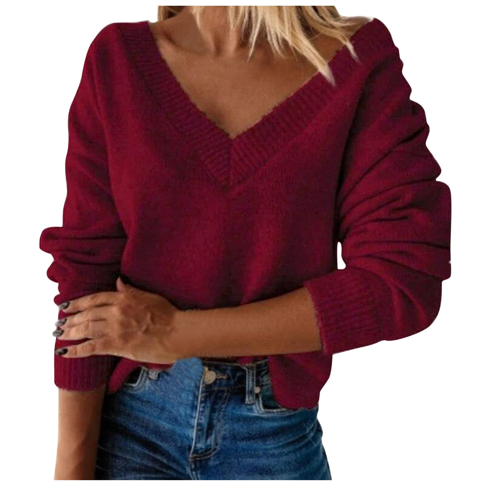 Gibobby Casual Suéter para Mujer, Sueteres Canalé Sweater Dama Diseño de  Moda Abrigo Ligero Invierno Blusa Manga Larga Multilooks Elegante o  Casual(Rojo,M)
