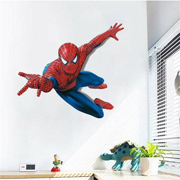 Pegatinas de pared de Spiderman, pegatinas de efecto 3D, decoración de  dormitorio, pegatina de pared adhesiva reposicionable gigante, pegatinas de  pared para niños de Spiderman JAMW Sencillez