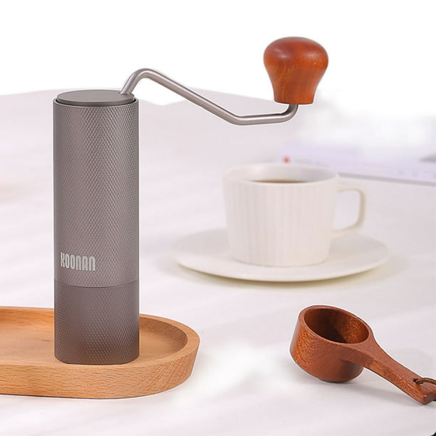 Molinillo de café manual – Molinillo de café de mano con rebabas de  cerámica, 6 ajustes ajustables externos – Manivela portátil (recta)