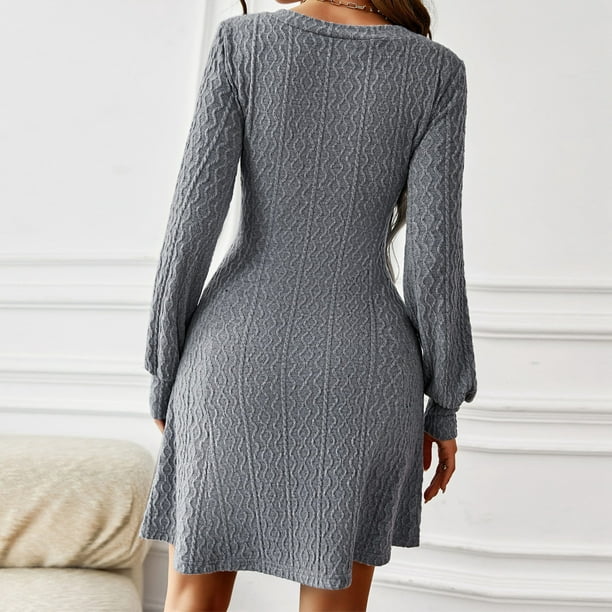 Vestido De Suéter De Punto Para Mujer, Tela Clásica De Mezcla De Jacquard  Para Mantener El Calor Vestido De Suéter De Mujer De Moda Para El Invierno