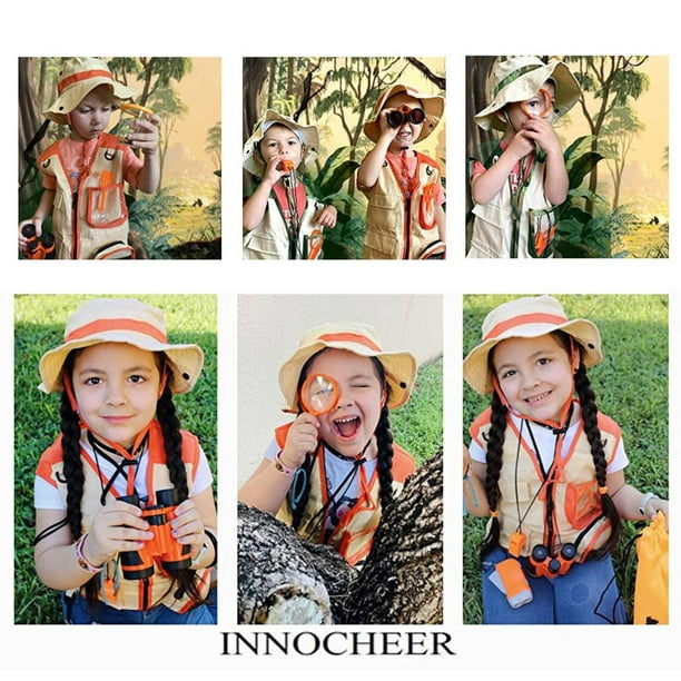 Disfraz de explorador para niños, chaleco de carga y sombrero