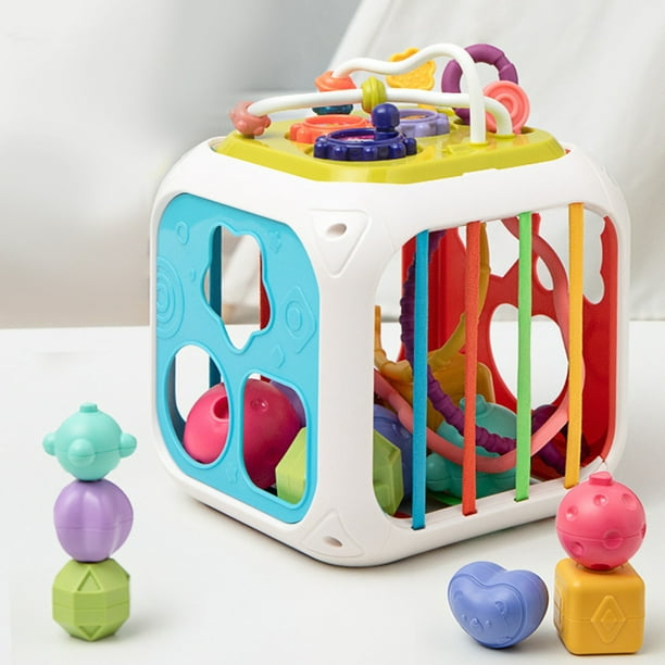 Juguetes Montessori para niños de 1 año, juguete clasificador de bebé, cubo  colorido y 10 formas multisensoriales, juguetes de aprendizaje para niñas