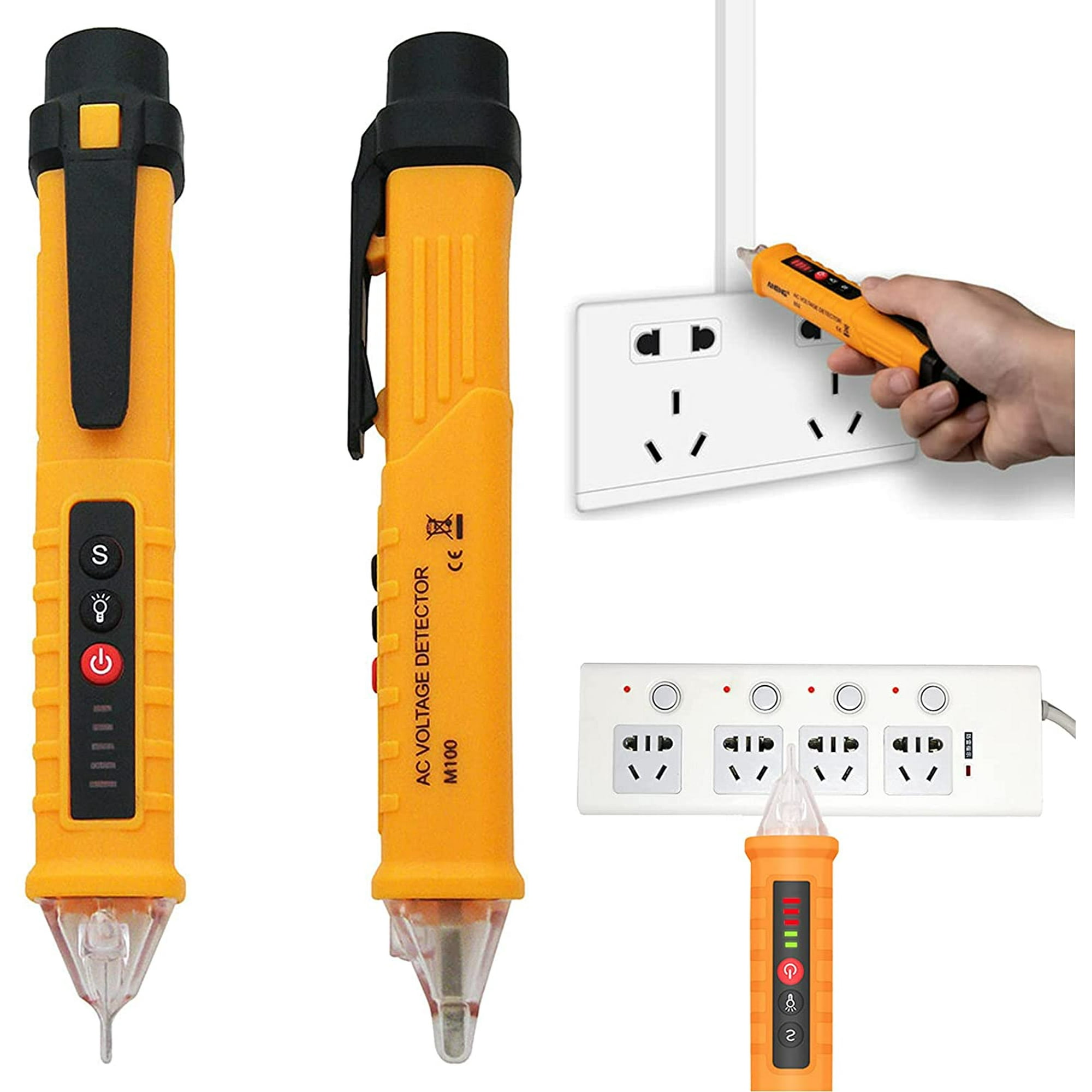 multimetro digital y detector de voltaje AC DC probador lapiz bolígrafo  linterna