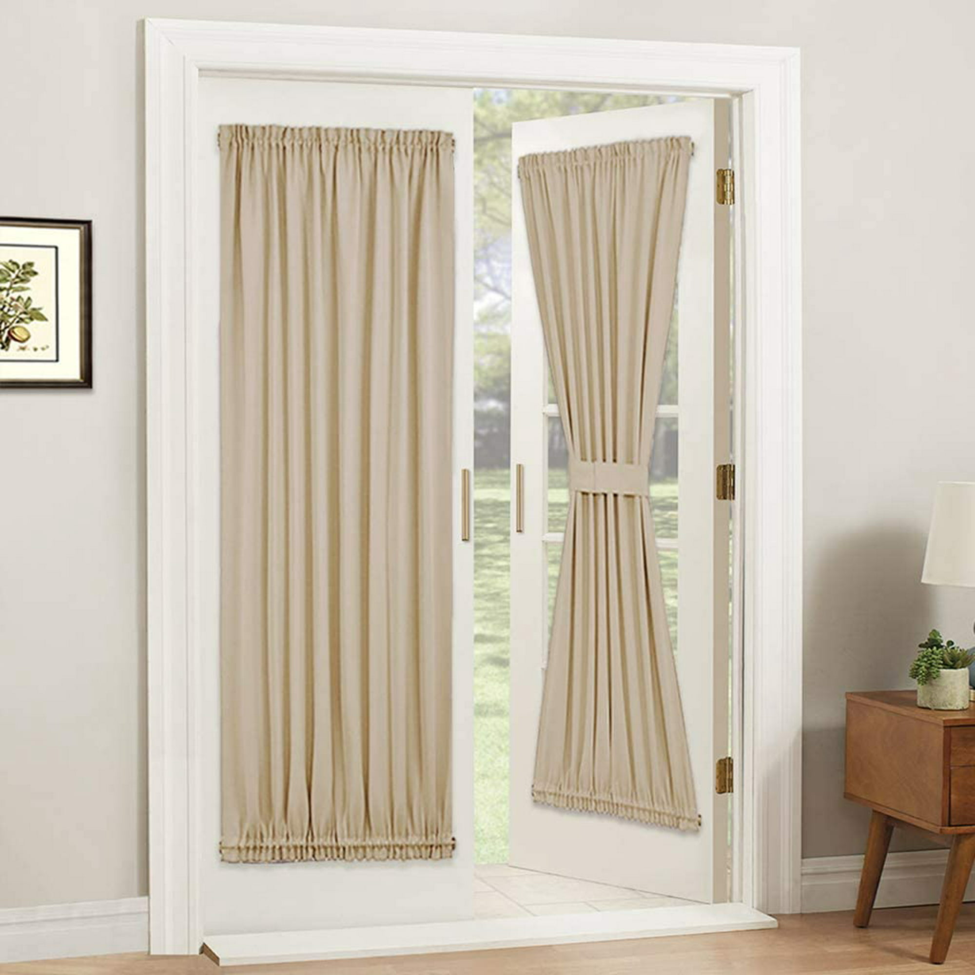 Cortinas para puerta delantera, paneles de cortina de puerta con diseño de  flores de cerezo, protección de privacidad con bolsillo para barra