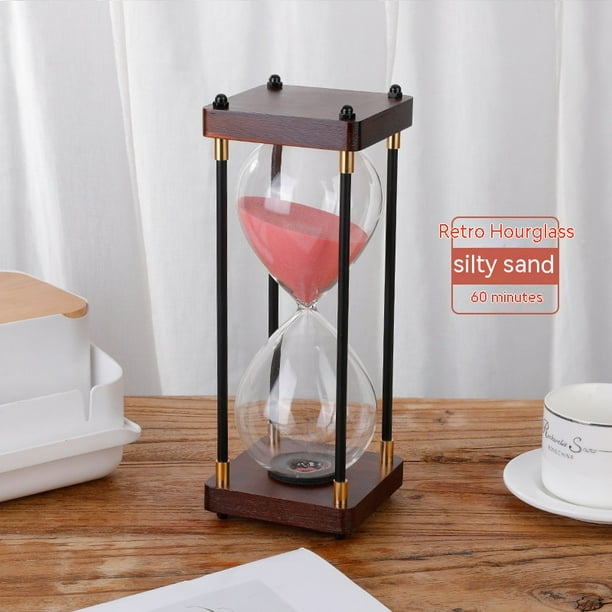 Reloj de arena con temporizador de 60 minutos, reloj de arena de madera  para regalos creativos, decoración de habitación, oficina, cocina,  cumpleañosCenizas y arena60 minutes