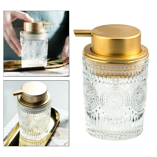 Dispensador de jabón de cristal, botella de vidrio transparente líquido  recargable para manos con bomba para aceites esenciales, lociones, jabones
