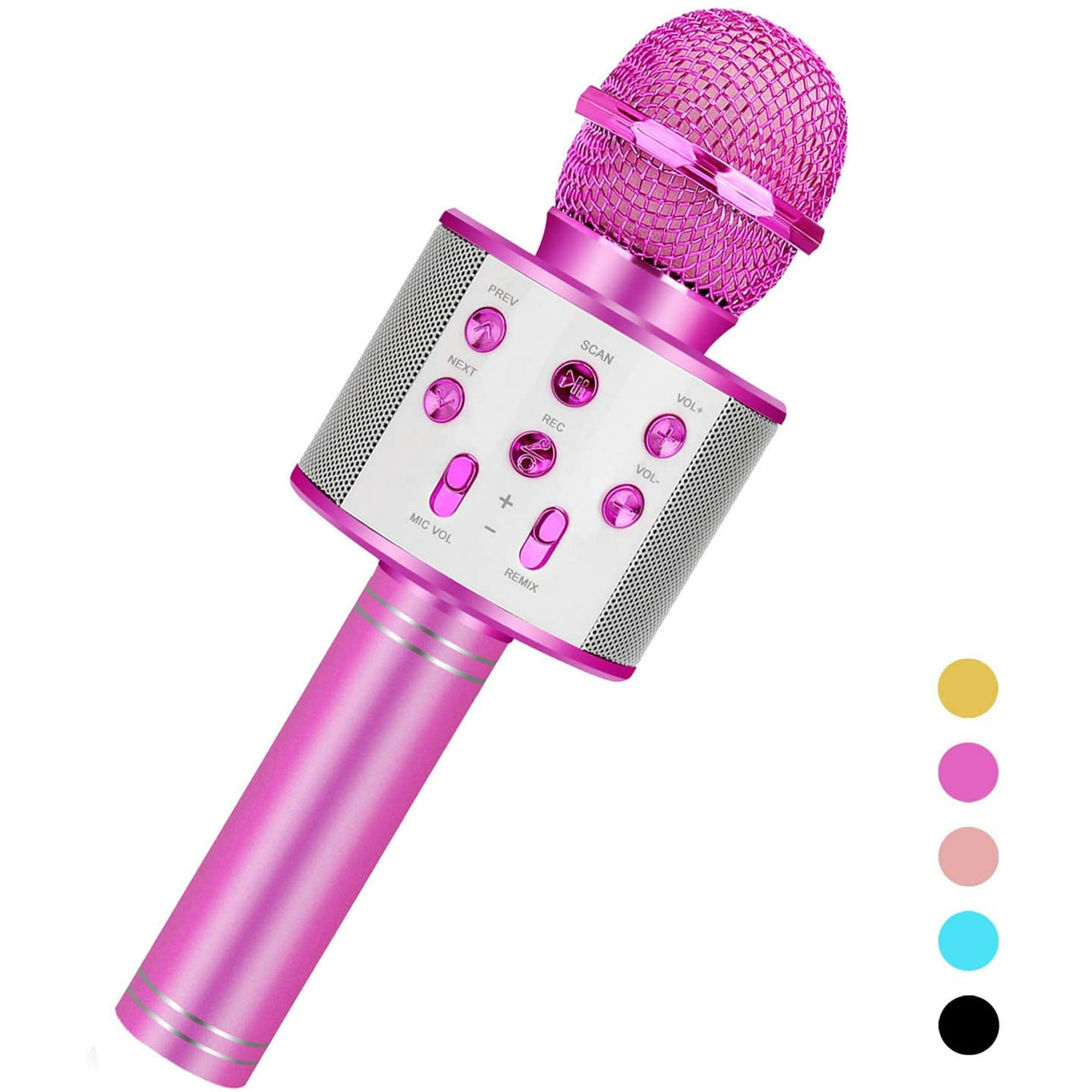 Microfono Karaoke con Base de Luces Juguete para Niñas Rosa GENERICO