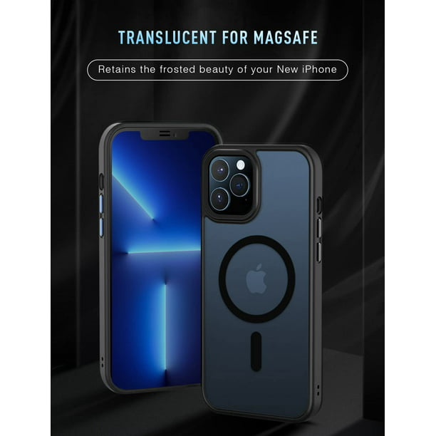 Threehundred Funda magnética transparente para iPhone 13 Pro Max con  protector de lente de cámara, protección completa MagSafe de silicona  galvanizada
