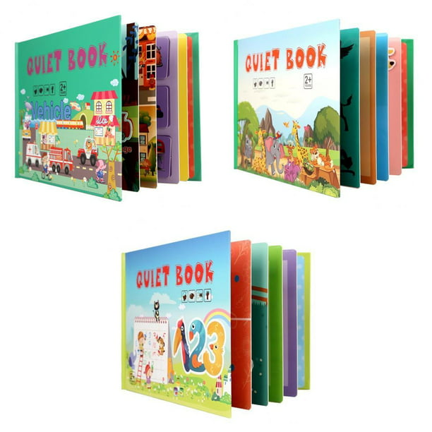 Libro de actividades suaves para niños pequeños – Libro sensorial  silencioso de aprendizaje para niños pequeños de 3 años, libro de tela  Montessori