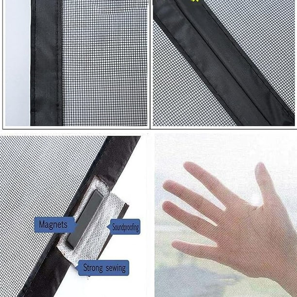 Tela mosquitera para puerta de instalación magnética con apertura lateral  izquierda, fibra de vidrio