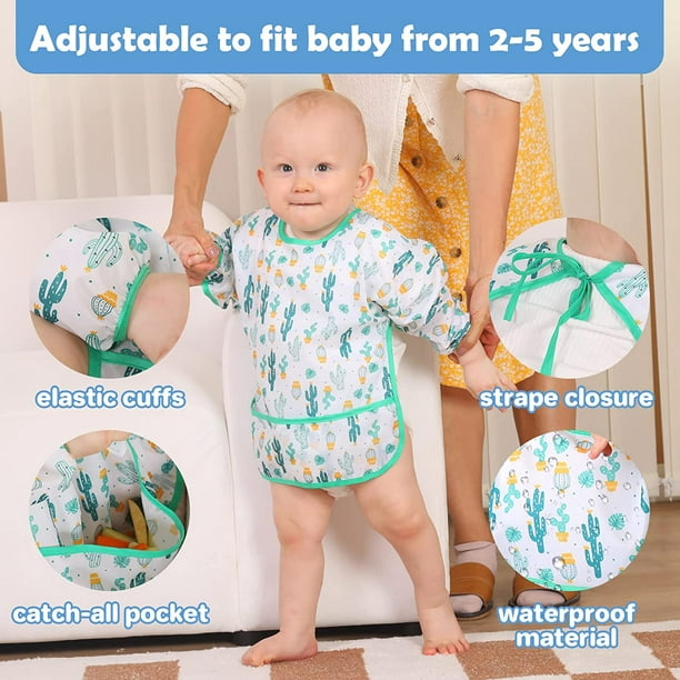 Babero para bebé, tela impermeable, paquete de 2 baberos fáciles, babero  impermeable para bebés y niños pequeños con cierre ajustable Zhivalor