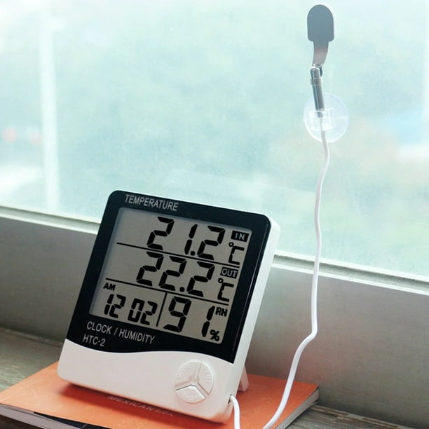 Termómetro Higrómetro Digital Humedad Reloj Con Alarma M-o