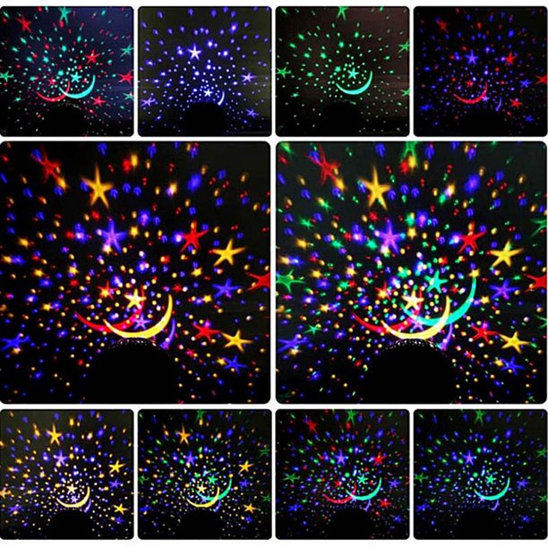 Lámpara de proyección de estrellas para dormitorio de niños luz LED Tmvgtek  de noche para decoración de bebé giratoria Luna estrellada Galaxia Proyector  de mesa