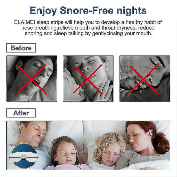  Cinta para dormir para la boca, promueve la respiración de la  nariz, tira bucal para la respiración nasal para adultos : Salud y Hogar