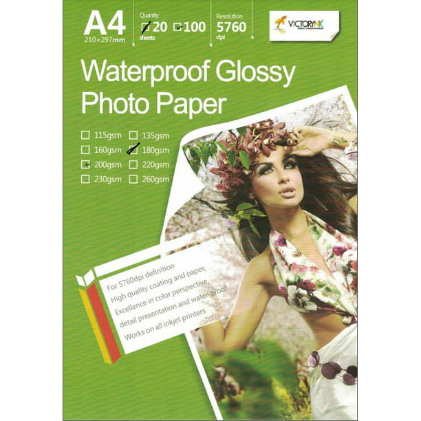 Papel fotográfico brillante glossy 270 GR Premium inkjet, 10X15, 20 hojas  por carpeta