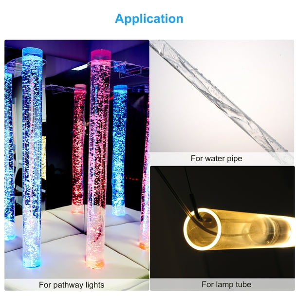 Tubo de policarbonato largo transparente redondo de plástico rígido, tubo  de plástico irrompible, tubo transparente para accesorios de manguera de