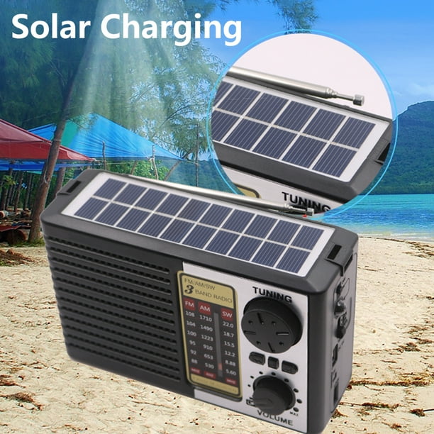 Radio con panel solar 7 bandas, Bluetooth batería ion litio recargable