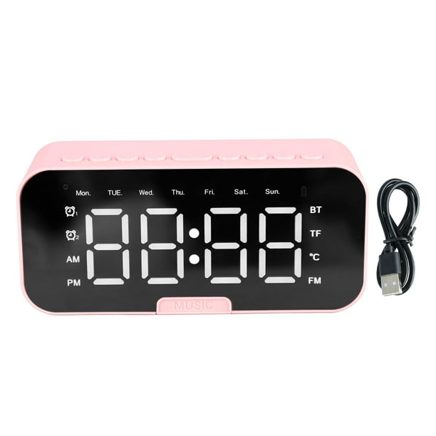 Reloj Despertador Con Espejo LED Radio FM De Bluetooth Música Inalámbrico  Alarma