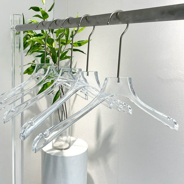 Perchas de plástico transparente, paquete de 12 perchas de plástico  transparente para perchas de ropa – Perchas de ahorro de espacio  resistentes –