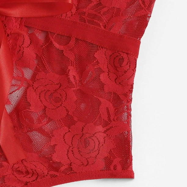 Gibobby Lencería mujer erótica Ropa Interior Divertida para Mujer, Escote  En V Profundo, Encaje Sexy, Vestido Transparente, Vestido para Conjuntos De  Lencería(Rojo, M)