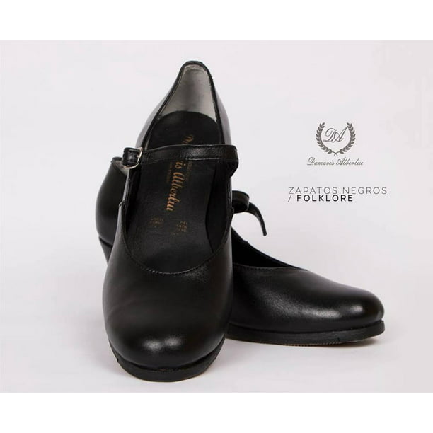Zapatos para niñas Mini Ole Dance para niñas Folklorico Shoe (de 1 a 6  años), Negro 
