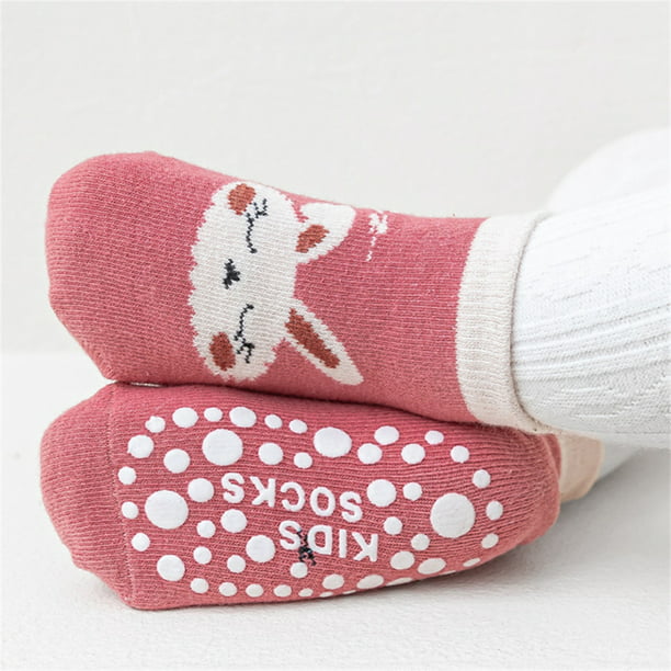 Adeimoo Calcetines antideslizantes para bebé niña recién nacida, calcetines  de algodón antideslizantes con volantes, 5 pares