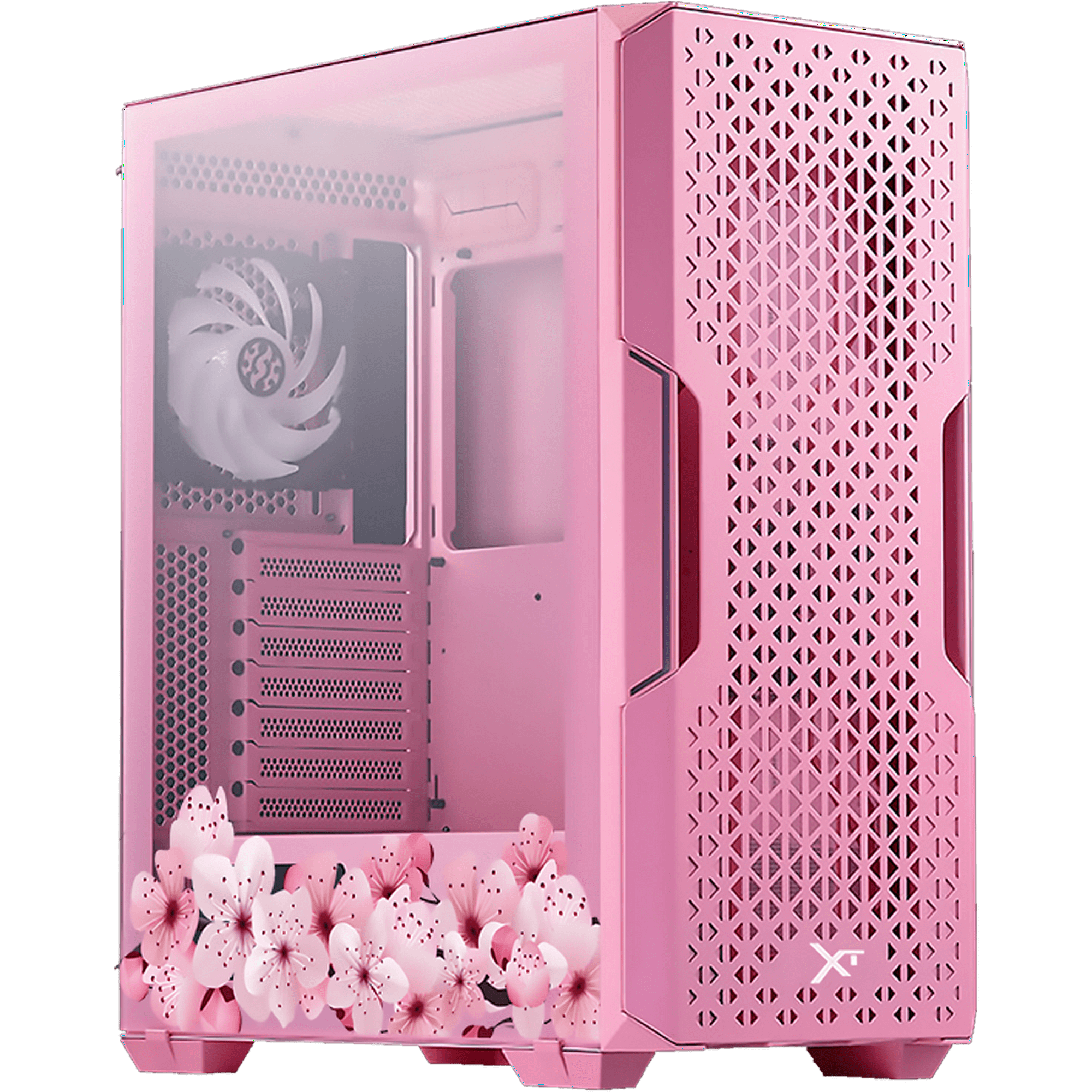 Gabinete gamer xtreme pc gaming sakura pink edition cxtspstpk media torre atx/Micro atx/Itx fan 2x120mm cristal templado argb rosa rosa