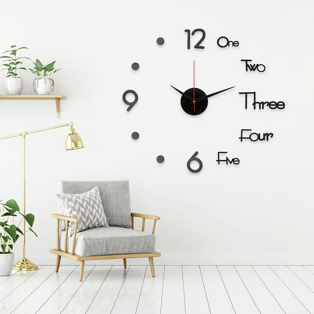 Reloj de pared grande de cuarzo 3D DIY, decorativo, pegatinas de