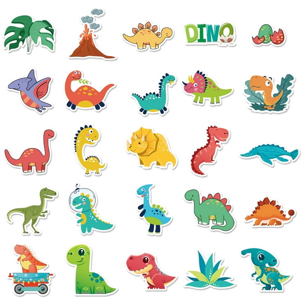 50 pegatinas de dinosaurio, bonitas pegatinas de dibujos animados  impermeables para niños, para papelería, equipaje, recompensas educativas  JAMW Sencillez