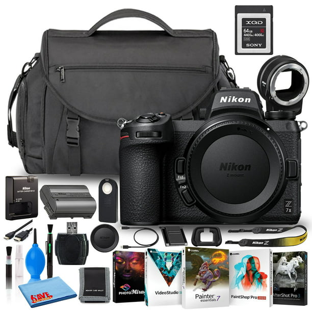 Nikon Z7 II Mirrorless Camera with 24-70mm f/4 Lens (1656) + FTZ II Adapter  + 64GB Memory Card + Filter Kit + Wide Angle Lens + Color Filter Kit + Bag