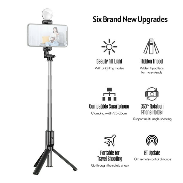 Mini Selfie Stick Bluetooth Led Fill Light Tripode Para Movil Lamp Phone  Stand Portabl Con Luz Palo Extensible Video Controle