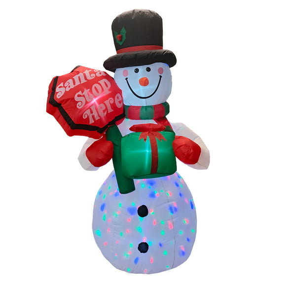 inflable de navidad navideño mono de nieve y letrero santa artego stop here snowman multiled  185m