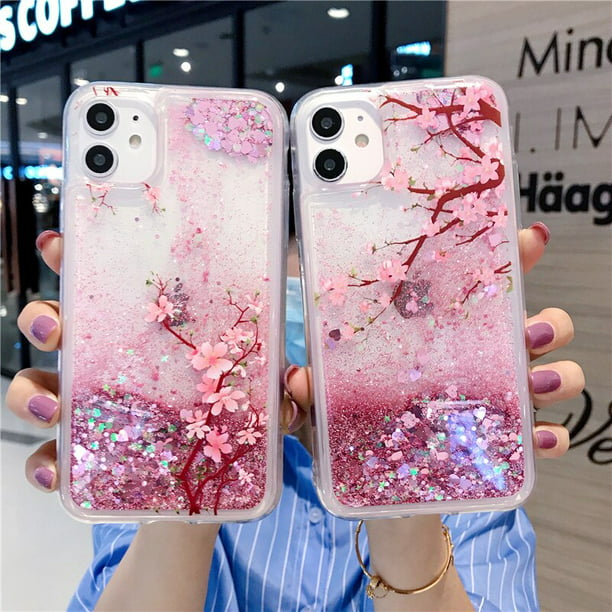 Funda compatible con iPhone 15 Plus, diseño femenino estético y floral,  color rosa, funda compatible con iPhone 15 Plus, flor de cerezo