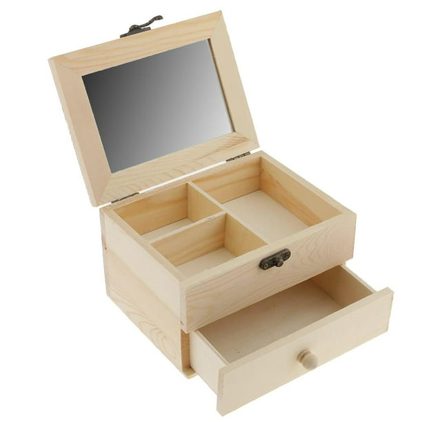 Caja de madera grande con tapa, caja de madera natural para todo
