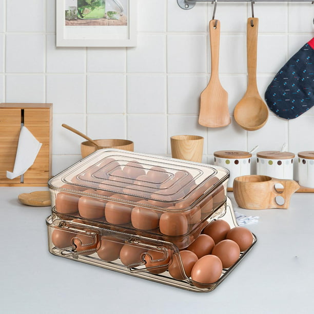 Contenedor de almacenamiento de huevos, organizador de contenedores, caja  de almacenamiento de huevos frescos para mostrador, organizador de nevera,  o Marrón BLESIY Titular de huevo