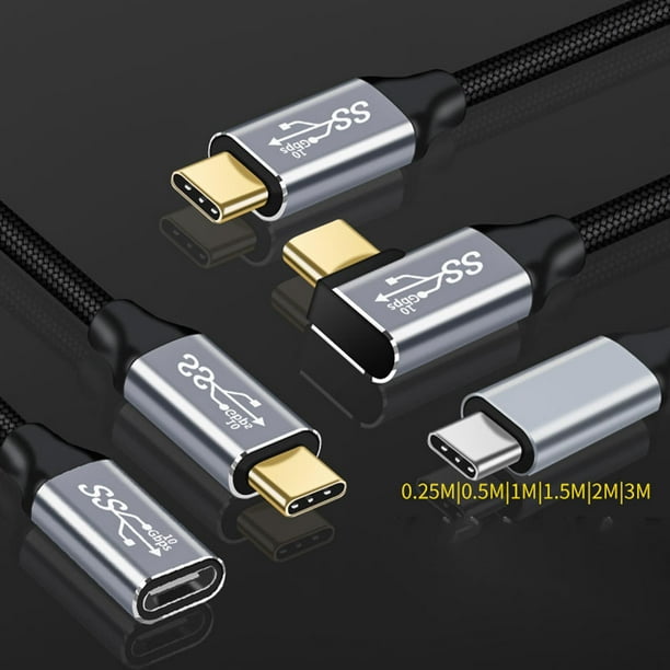 Adaptador usb PD Carga rápida USB 3.1 5A 20V Ángulo Curva Cable de  extensión para teléfonos inteligentes Los 0.25M Hugo Cable USB C